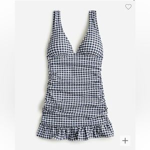 Jcrew Ruched swim dress in classic gingham